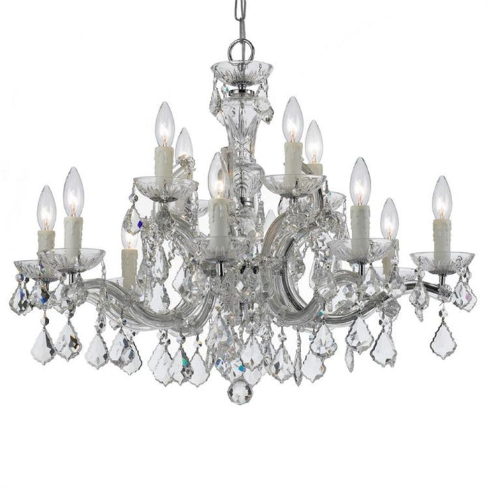 Maria Theresa 12 Light Clear Italian Crystal Polished Chrome Chandelier