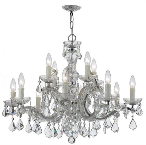 Maria Theresa 12 Light Hand Cut Crystal Polished Chrome Chandelier