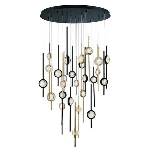 Barletta 26 light Chandelier in mixed Black + brass