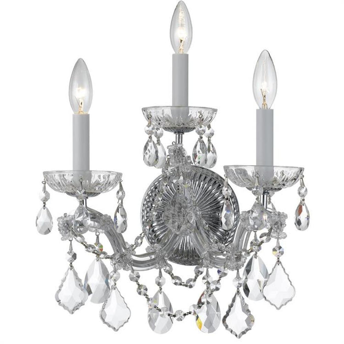 Maria Theresa 3 Light Hand Cut Crystal Polished Chrome Sconce