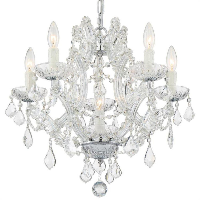 Maria Theresa 6 Light Hand Cut Crystal Polished Chrome Mini Chandelier