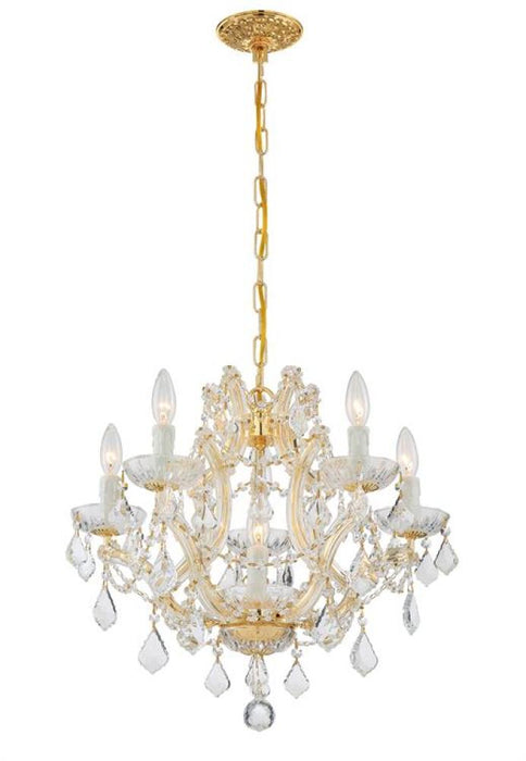 Maria Theresa 6 Light Clear Italian Crystal Gold Mini Chandelier