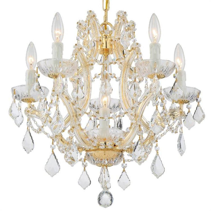 Maria Theresa 6 Light Hand Cut Crystal Gold Mini Chandelier