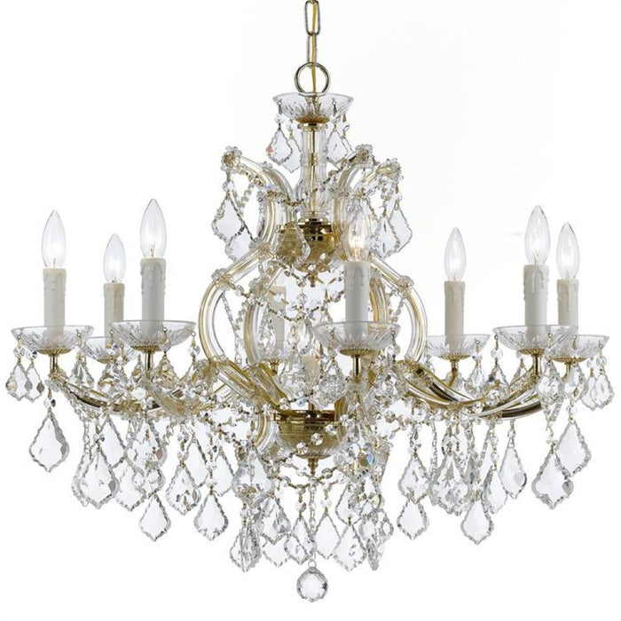 Maria Theresa 9 Light Hand Cut Crystal Gold Chandelier