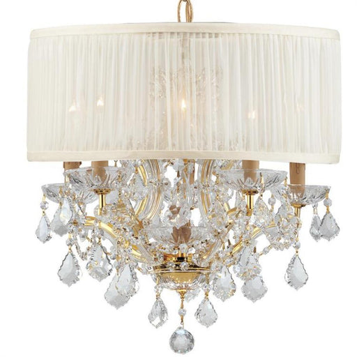 Brentwood 6 Light Elements Crystal Gold Drum Shade Chandelier