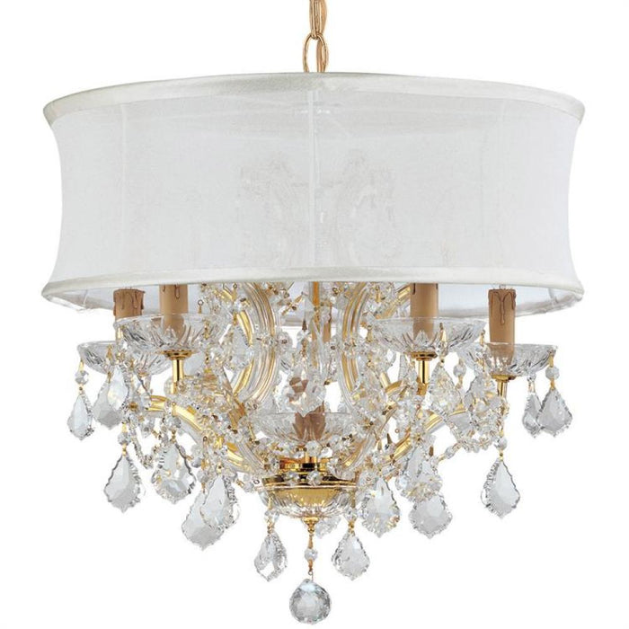 Brentwood 6 Light Crystal Gold Drum Shade Chandelier