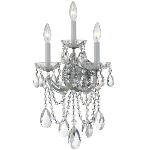 Maria Theresa 3 Light Hand Cut Crystal Polished Chrome Sconce