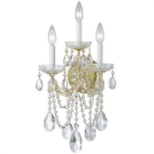 Maria Theresa 3 Light Hand Cut Crystal Gold Sconce