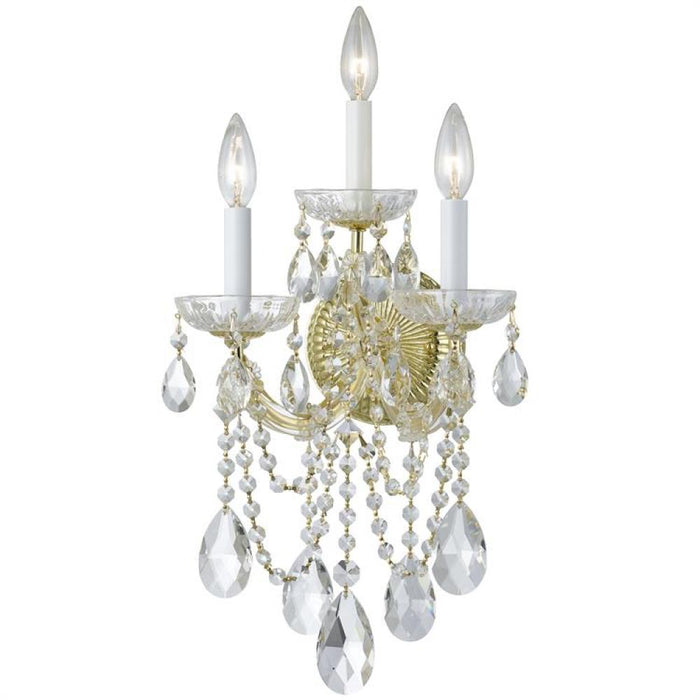 Maria Theresa 3 Light Hand Cut Crystal Gold Sconce