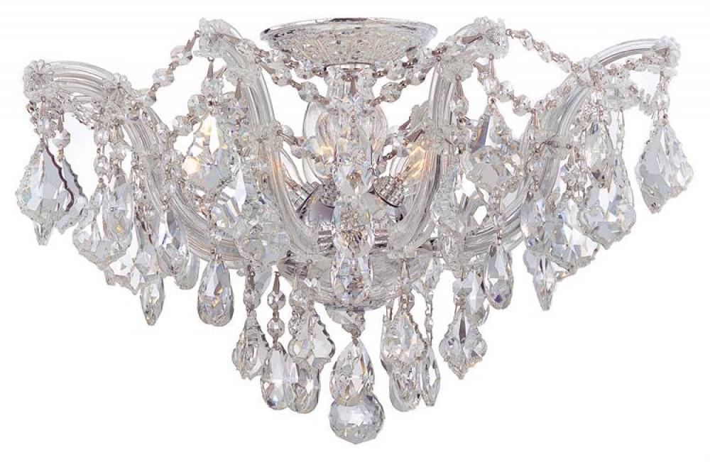 Maria Theresa 5 Light Hand Cut Crystal Polished Chrome Semi-Flush Hand Cut