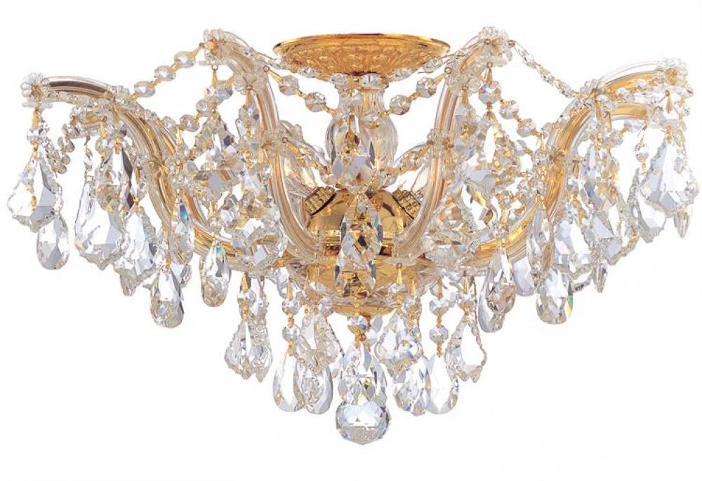 Maria Theresa 5 Light Hand Cut Crystal Gold Semi-Flush