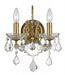 Filmore 2 Light Hand Cut Crystal Antique Gold Sconce