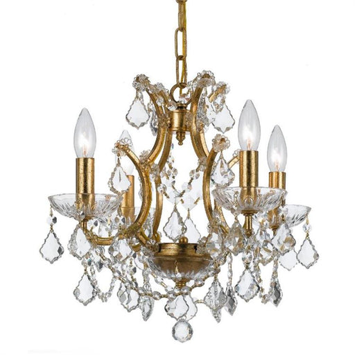 Filmore 4 Light Hand Cut Crystal Antique Gold Mini-Chandelier