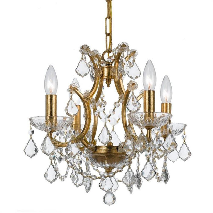 Filmore 4 Light Swarovski Strass Crystal Gold Mini-Chandelier