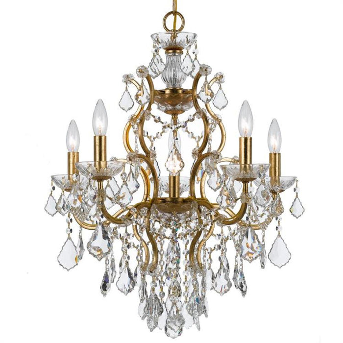 Filmore 6 Light Hand Cut Crystal Antique Gold Chandelier