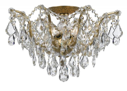 Filmore 5 Light Hand Cut Crystal Antique Gold Semi-Flush