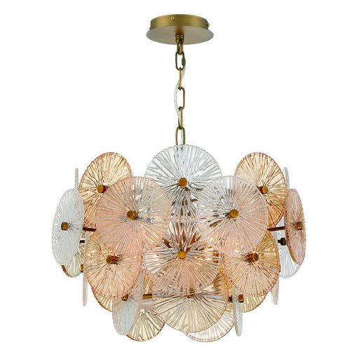 Sue-Anne 6 light Chandelier in Plated brass