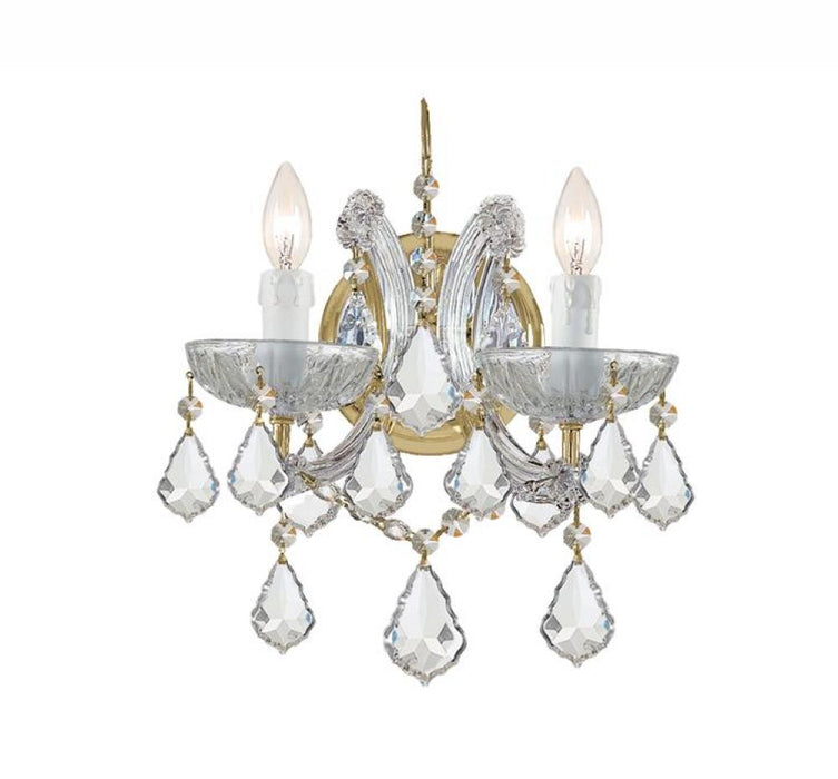 Maria Theresa 2 Light Clear Italian Crystal Gold Sconce