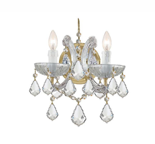 Maria Theresa 2 Light Swarovski Strass Crystal Gold Sconce