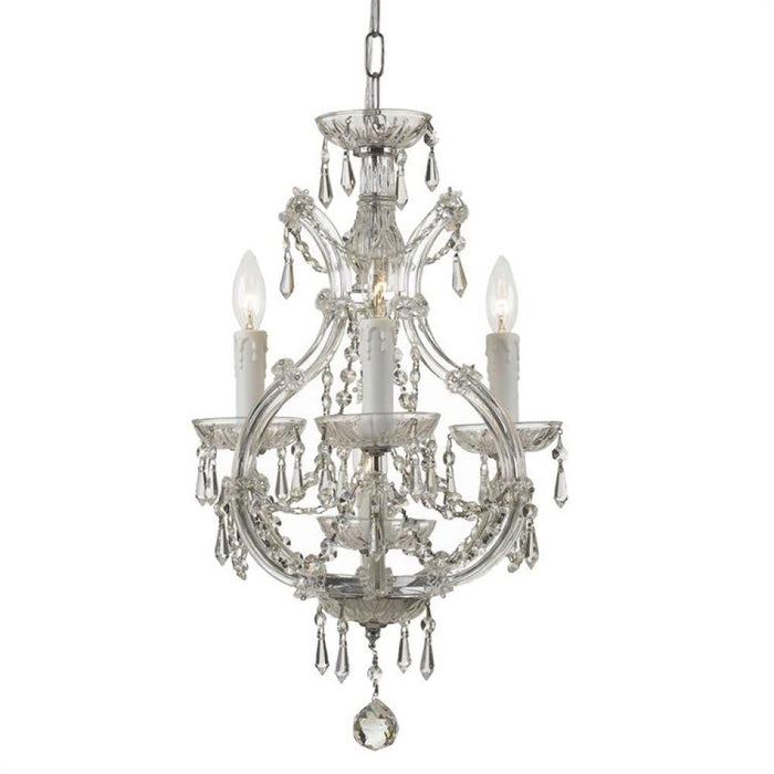 Maria Theresa 4 Light Clear Italian Crystal Polished Chrome Mini Chandelier