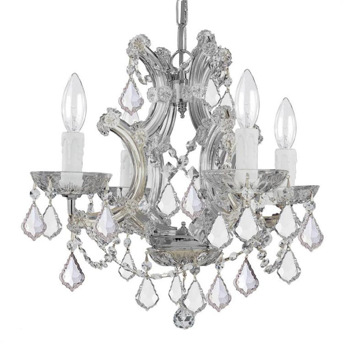 Maria Theresa 4 Light Clear Italian Crystal Polished Chrome Mini Chandelier