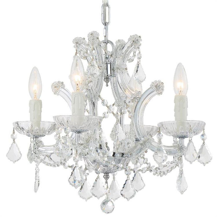 Maria Theresa 4 Light Hand Cut Crystal Polished Chrome Mini Chandelier