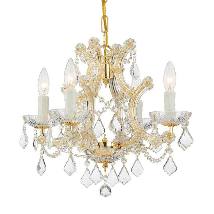 Maria Theresa 4 Light Clear Italian Crystal Gold Mini Chandelier