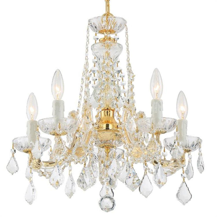 Maria Theresa 5 Light Hand Cut Crystal Gold Mini Chandelier