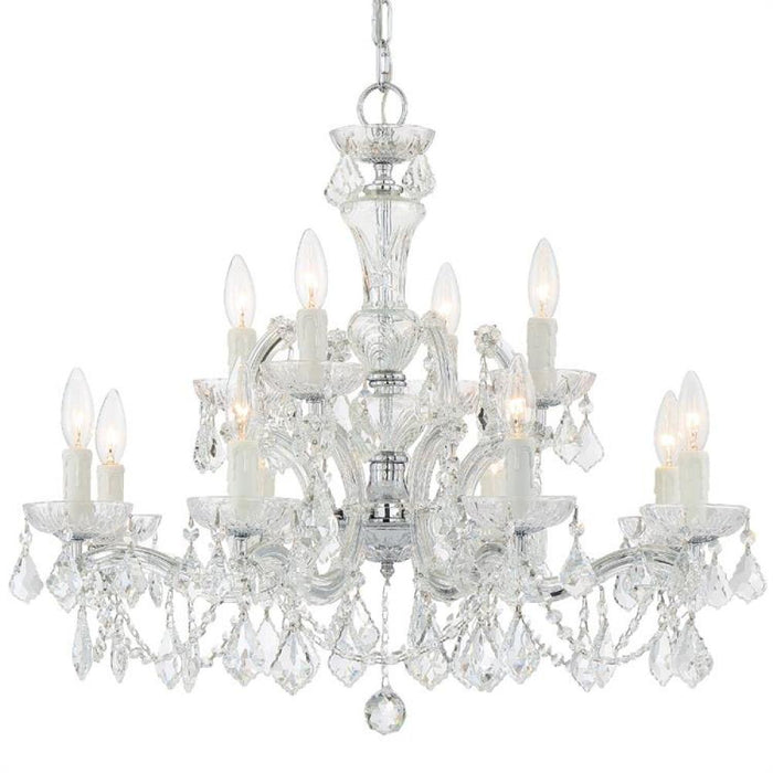 Maria Theresa 12 Light Hand Cut Crystal Polished Chrome Chandelier