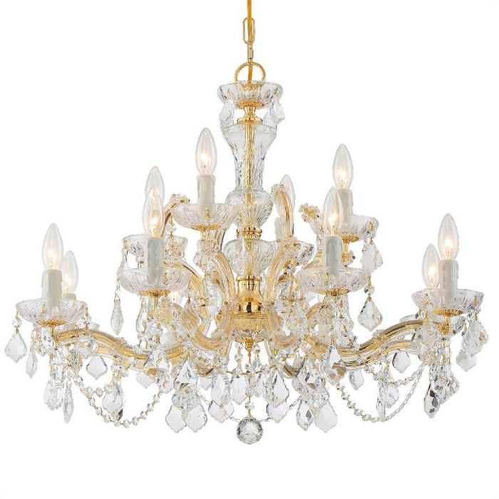 Maria Theresa 12 Light Hand Cut Crystal Gold Chandelier