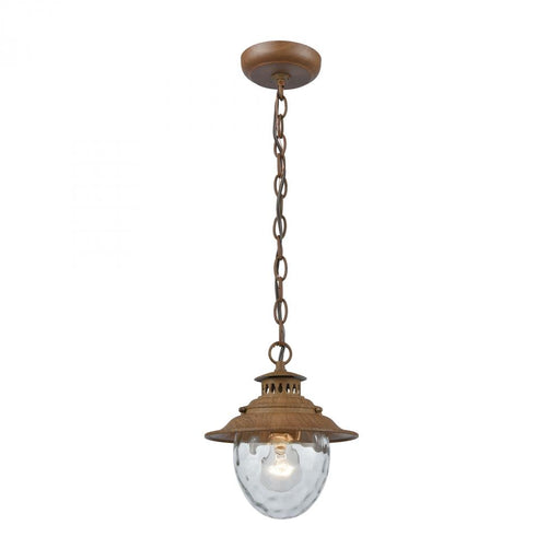 Searsport 1-Light Outdoor Pendant in Dark Wood