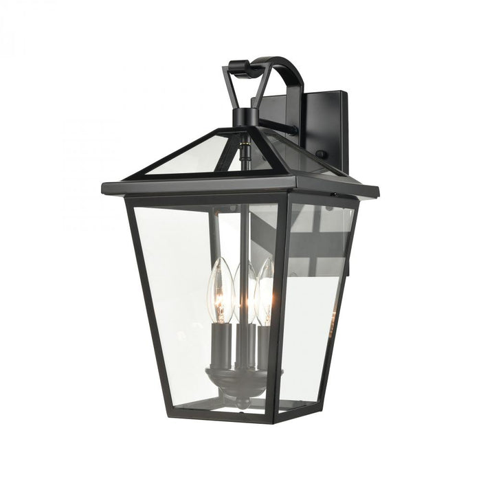 Main Street 3-Light Outdoor Sconce in Black with Clear Glass Enclosure