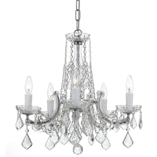 Maria Theresa 5 Light Hand Cut Crystal Polished Chrome Chandelier