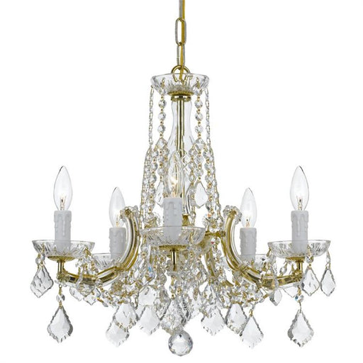 Maria Theresa 5 Light Hand Cut Crystal Gold Mini Chandelier