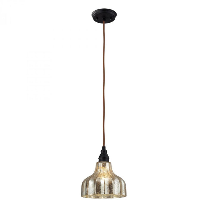 Danica 1-Light Mini Pendant in Oiled Bronze with Mercury Glass