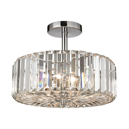 Clearview 3-Light Semi Flush in Polished Chrome with Crystal Prisms