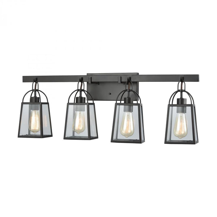 Barnside 4-Light Vanity Lamp in Oil Rubbed Bronze with Clear Glass Panels