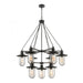 Lakeshore Drive 9-Light Chandelier in Matte Black with Seedy Glass