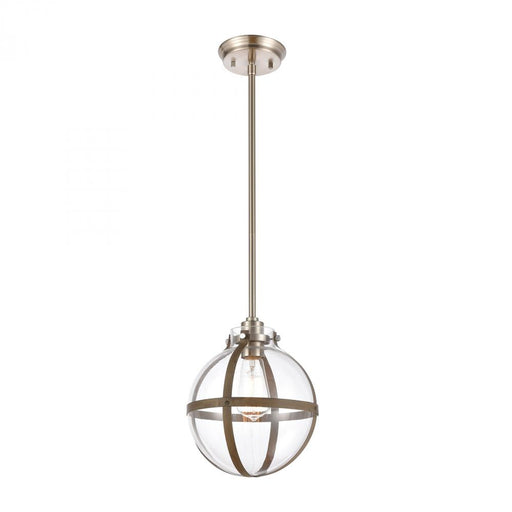 Cusp 1-Light Mini Pendant in Light Wood with Clear Glass