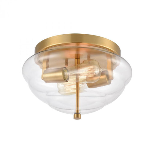 Manhattan Boutique 2-Light Flush Mount in Brushed Brass with Clear Glass