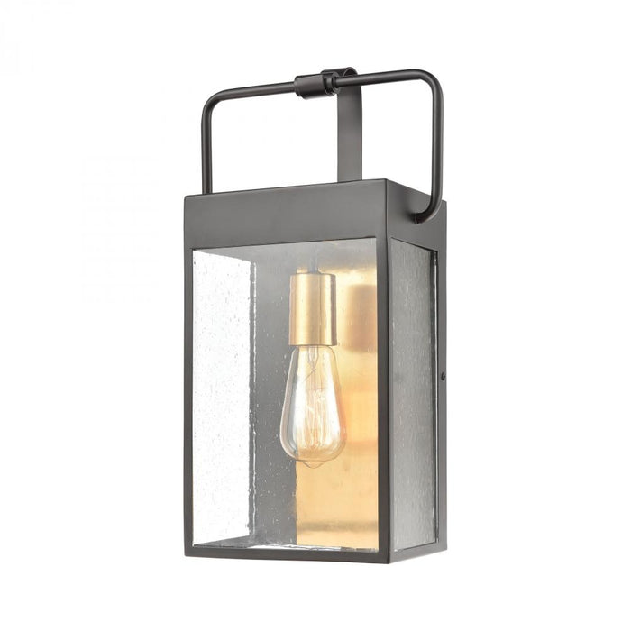 Knowlton 1-Light Sconce in Matte Black with Seedy Glass