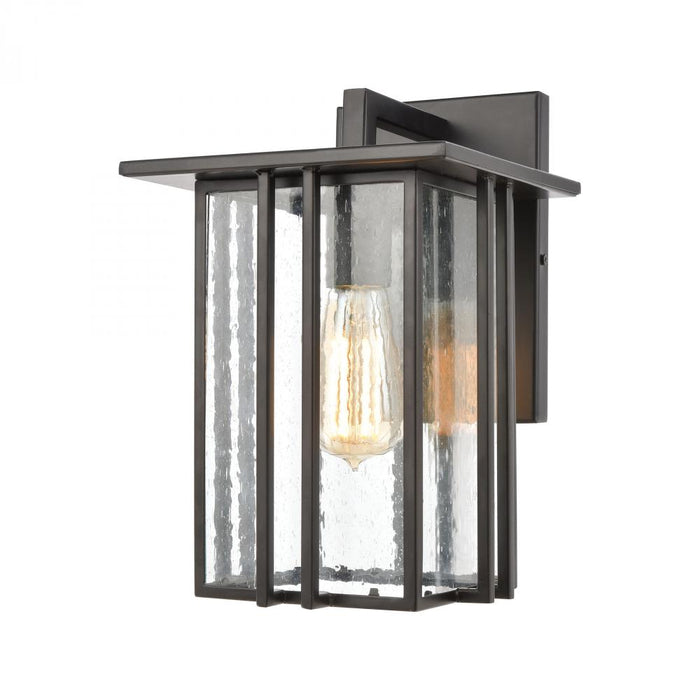 Radnor 1-Light Sconce in Matte Black with Seedy Glass