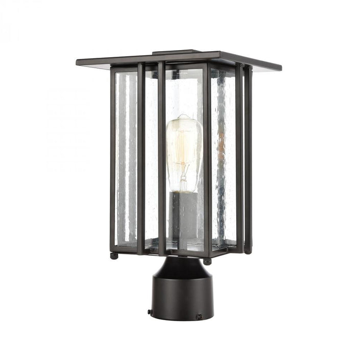 Radnor 1-Light Post Mount in Matte Black with Seedy Glass