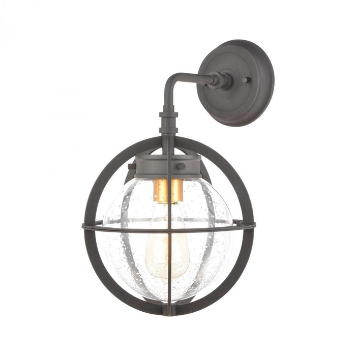 Davenport 1-Light Sconce in Charcoal with Seedy Glass