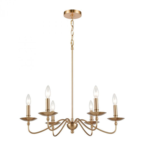 Wellsley 6-Light Chandelier in Burnished Brass