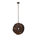 Organic 3-Light Metal Etched Disk Chandelier