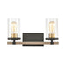 Geringer 2-Light Vanity Light in Charcoal and Beechwood with Seedy Glass