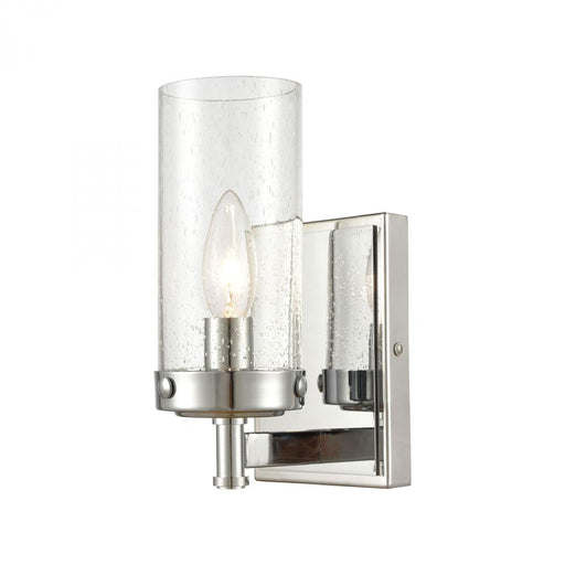 Melinda 1-Light Vanity Light in Polished Chrome with Seedy Glass