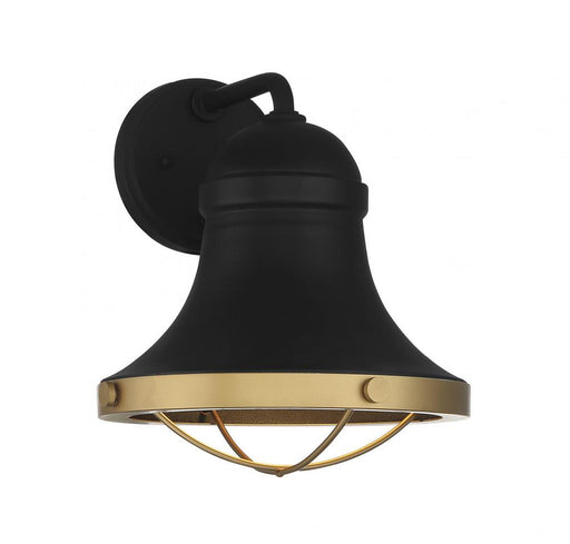 Belmont 1 Light Textured Black W/ Warm Brass Accents Wall Lantern