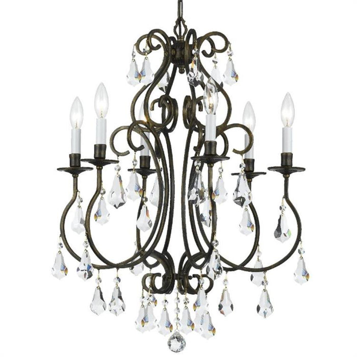 Ashton 6 Light Hand Cut Crystal English Bronze Chandelier